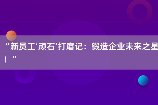 “新员工‘顽石’打磨记：锻造企业未来之星！”